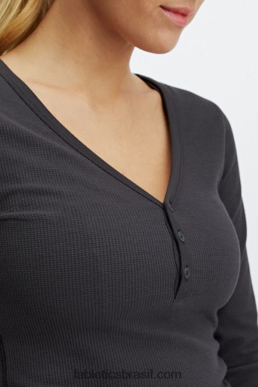 Fabletics estanho 420HR2649 manga longa waffle henley mulheres