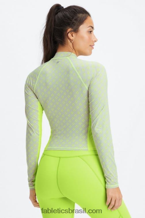 Fabletics fatia de logotipo limeade 420HR2628 blusa leve manga longa mulheres