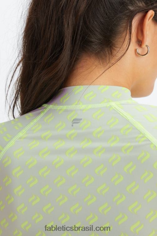 Fabletics fatia de logotipo limeade 420HR2628 blusa leve manga longa mulheres