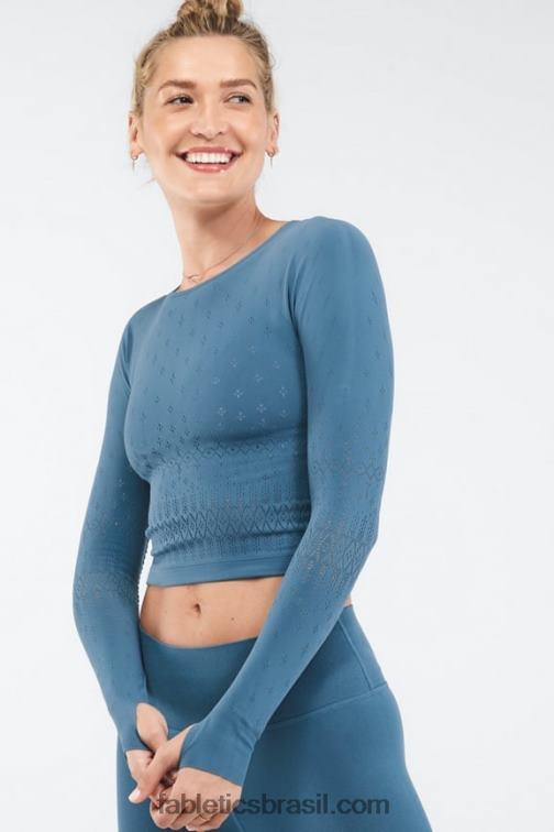 Fabletics ferro azul 420HR2696 blusa manga longa ashton sculptknit mulheres