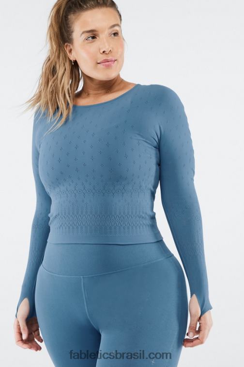 Fabletics ferro azul 420HR2697 blusa manga longa ashton sculptknit mulheres