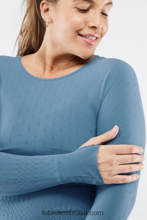 Fabletics ferro azul 420HR2697 blusa manga longa ashton sculptknit mulheres