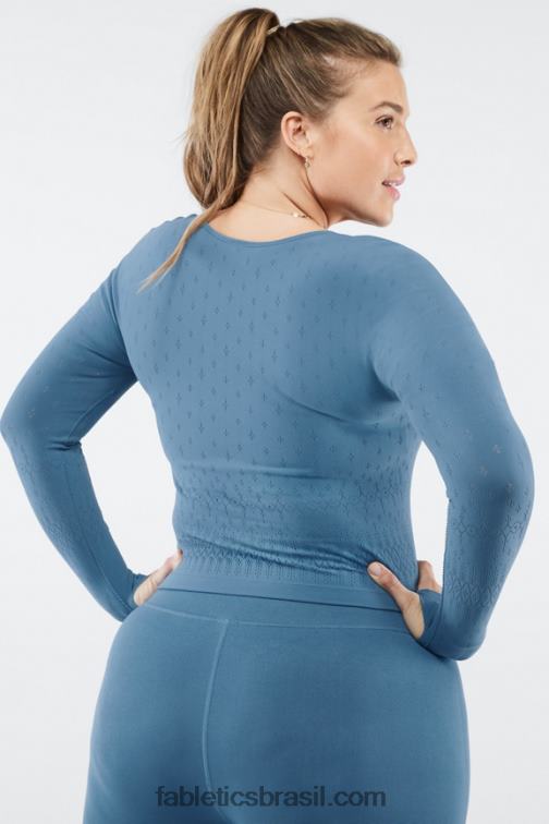 Fabletics ferro azul 420HR2697 blusa manga longa ashton sculptknit mulheres