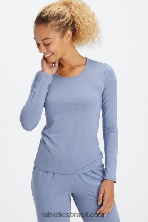 Fabletics jeans desbotado 420HR2639 camiseta manga longa restoreknit mulheres