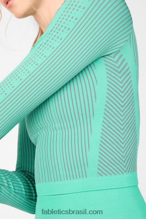 Fabletics mar das bermudas/nuvem de chuva 420HR2705 Whitney Blusa manga longa sem costura mulheres