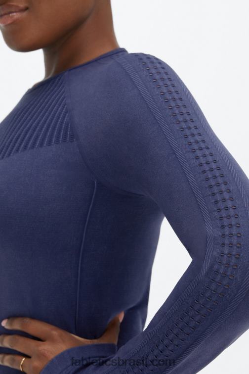 Fabletics marinho profundo lavado 420HR2595 sincronizar top de manga comprida sem costura mulheres
