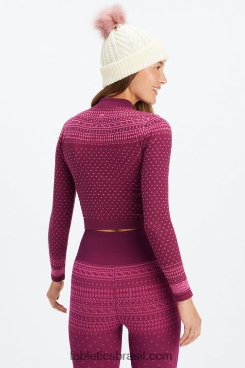 Fabletics merlot/multi 420HR2623 top de manga comprida sem costura holly mulheres
