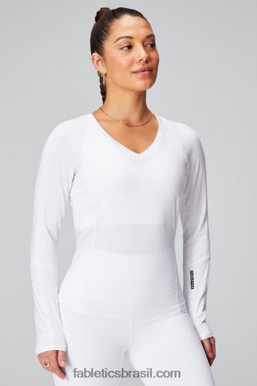 Fabletics nocaute clássico branco/preto 420HR2611 phoenix lite blusa manga longa mulheres