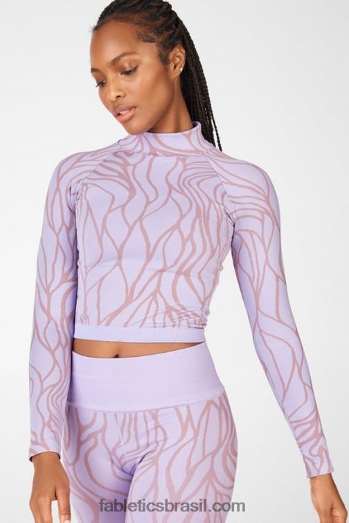 Fabletics nuvem lilás/rosa fosca 420HR2702 Courtney Blusa manga longa sem costura mulheres