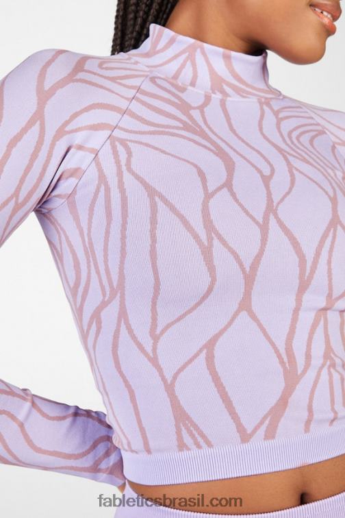 Fabletics nuvem lilás/rosa fosca 420HR2702 Courtney Blusa manga longa sem costura mulheres