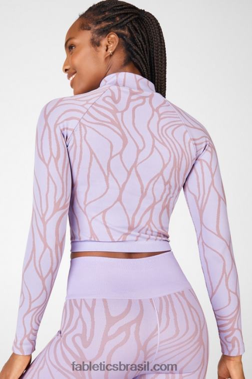 Fabletics nuvem lilás/rosa fosca 420HR2702 Courtney Blusa manga longa sem costura mulheres