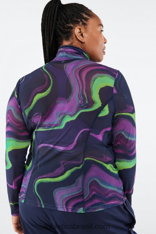 Fabletics onda de neblina 420HR2690 Felicity top manga longa em mesh mulheres