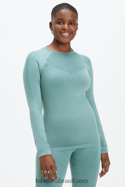 Fabletics onda ártica lavada 420HR2594 sincronizar top de manga comprida sem costura mulheres