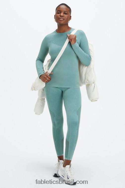 Fabletics onda ártica lavada 420HR2594 sincronizar top de manga comprida sem costura mulheres