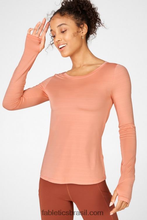 Fabletics pêssego 420HR2717 t-shirt de manga comprida eco-consciente mulheres