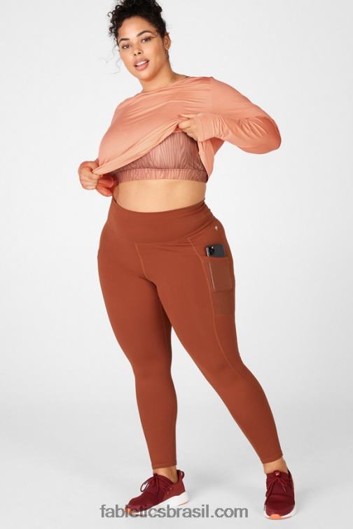 Fabletics pêssego 420HR2718 t-shirt de manga comprida eco-consciente mulheres