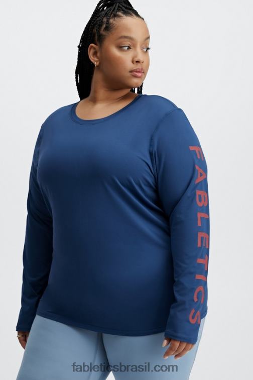 Fabletics peônia marinho/vermelho rio 420HR2630 phoenix lite blusa manga longa mulheres