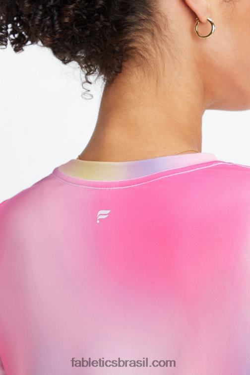 Fabletics pelúcia rosa ombre 420HR2602 camiseta manga longa dry-flex mulheres