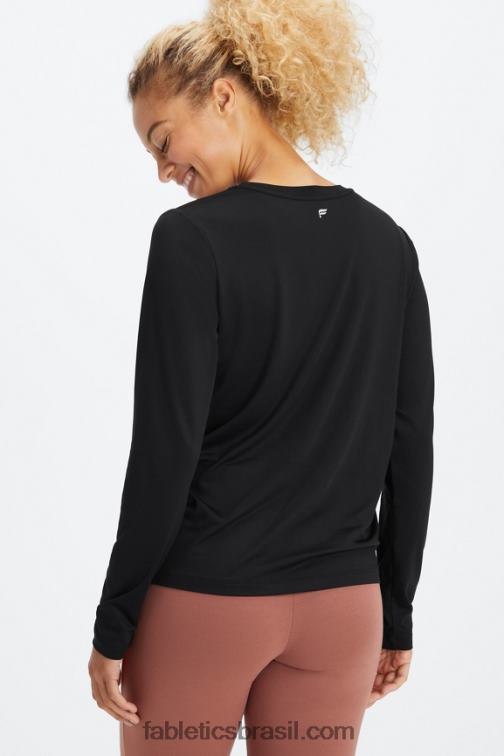 Fabletics preto 420HR2601 camiseta manga longa dry-flex mulheres