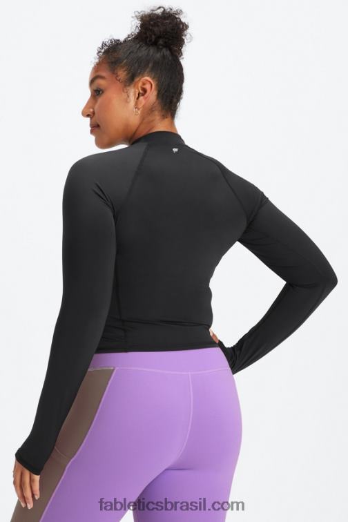 Fabletics preto 420HR2627 blusa leve manga longa mulheres