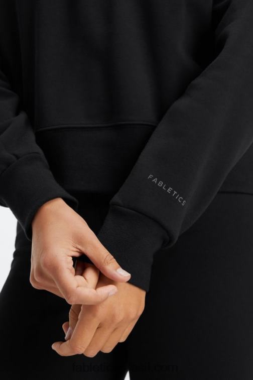 Fabletics preto 420HR2642 pulôver de zíper com gola careca catarina mulheres