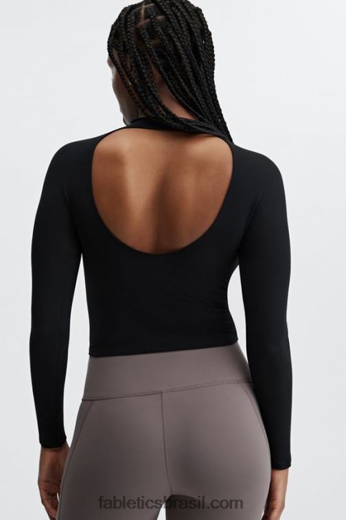 Fabletics preto 420HR2669 ruby sculptknit aberto nas costas manga longa mulheres