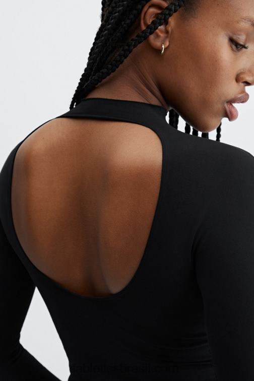 Fabletics preto 420HR2669 ruby sculptknit aberto nas costas manga longa mulheres