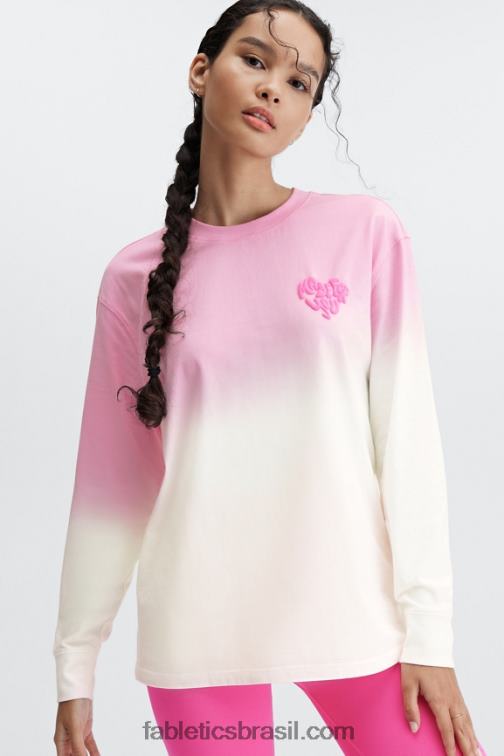 Fabletics querida rosa/branco 420HR2606 camiseta manga longa namorado mulheres