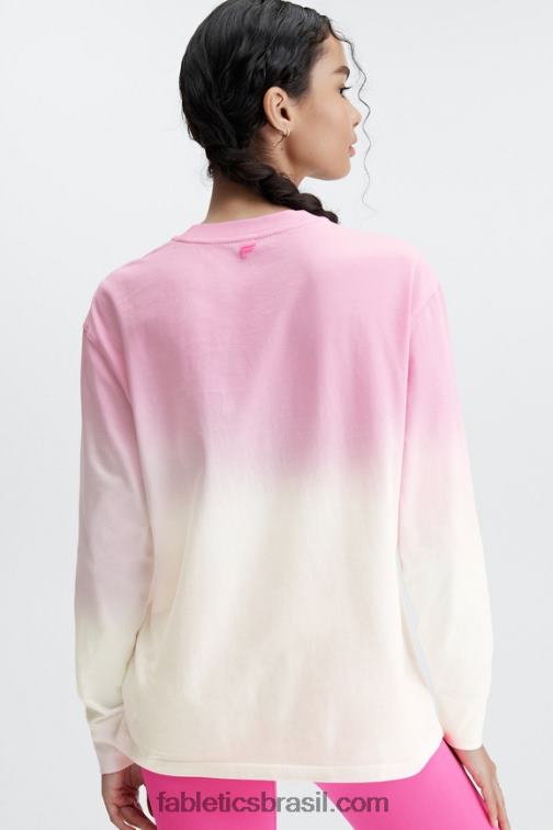 Fabletics querida rosa/branco 420HR2606 camiseta manga longa namorado mulheres