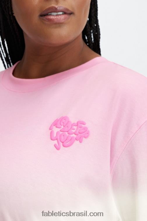 Fabletics querida rosa/branco 420HR2607 camiseta manga longa namorado mulheres