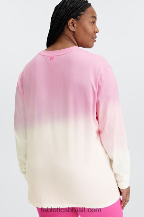 Fabletics querida rosa/branco 420HR2607 camiseta manga longa namorado mulheres