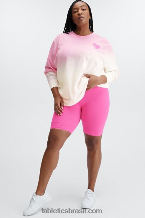 Fabletics querida rosa/branco 420HR2607 camiseta manga longa namorado mulheres