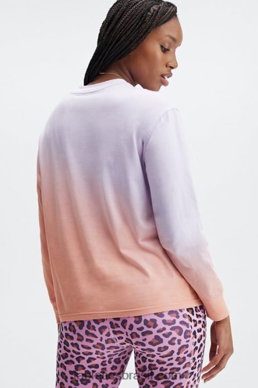 Fabletics íris nebulosa/pintura de imersão em tom rosa 420HR2605 camiseta manga longa namorado mulheres