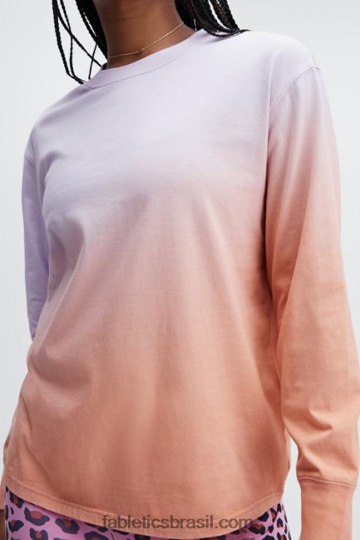 Fabletics íris nebulosa/pintura de imersão em tom rosa 420HR2605 camiseta manga longa namorado mulheres