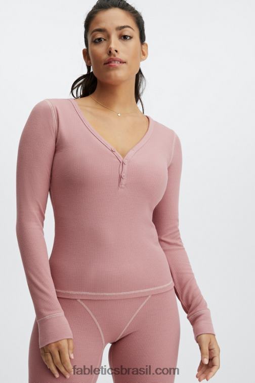 Fabletics terra rosa 420HR2650 manga longa waffle henley mulheres