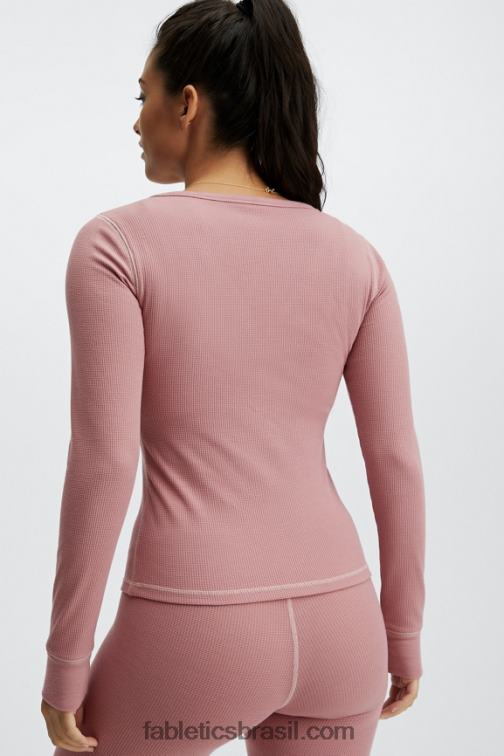 Fabletics terra rosa 420HR2650 manga longa waffle henley mulheres