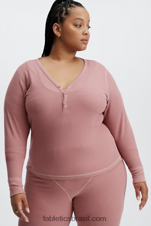 Fabletics terra rosa 420HR2651 manga longa waffle henley mulheres