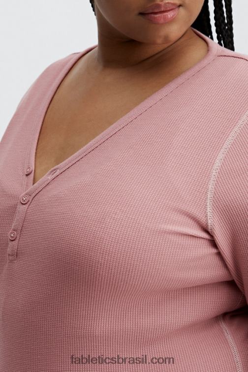 Fabletics terra rosa 420HR2651 manga longa waffle henley mulheres
