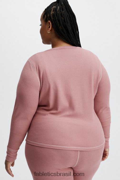 Fabletics terra rosa 420HR2651 manga longa waffle henley mulheres