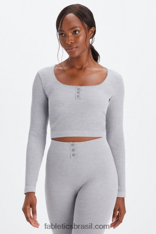 Fabletics urze cinza clássico 420HR2610 top de manga longa em tricot mulheres