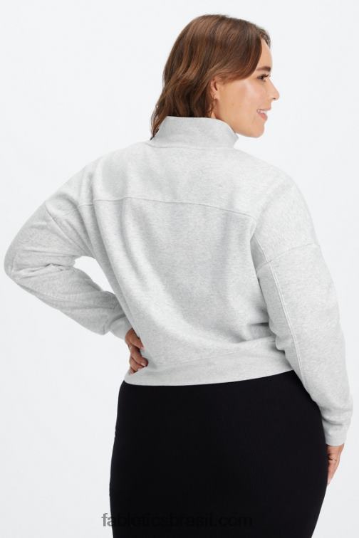 Fabletics urze cinza claro 420HR2643 pulôver de zíper com gola careca catarina mulheres