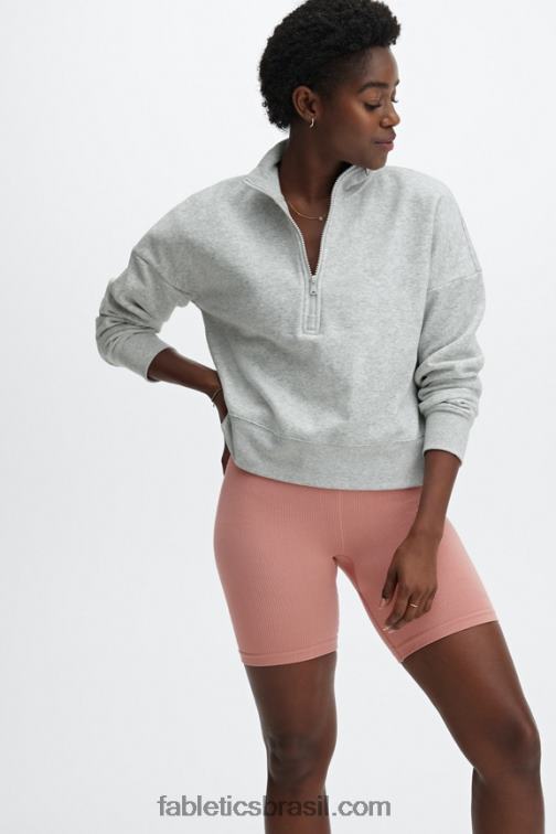 Fabletics urze cinza claro 420HR2643 pulôver de zíper com gola careca catarina mulheres