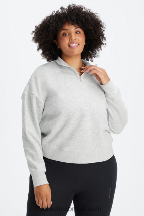 Fabletics urze cinza claro 420HR2644 pulôver de zíper com gola careca catarina mulheres