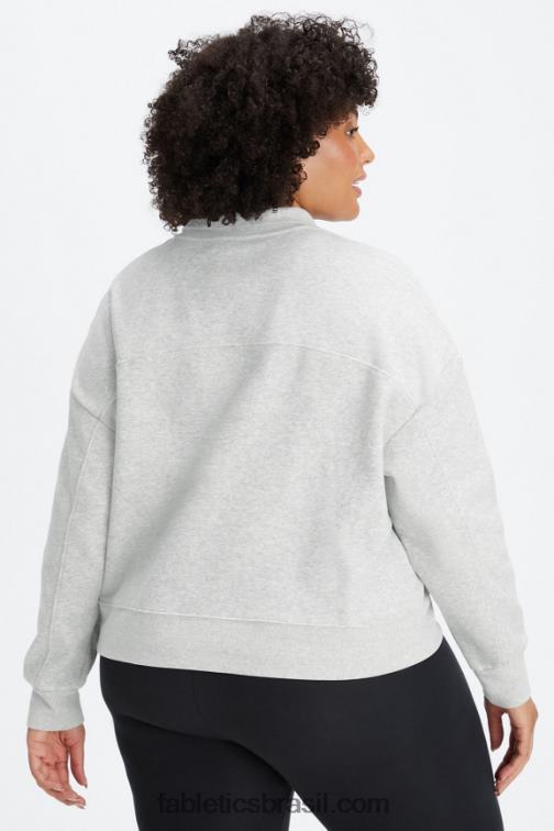 Fabletics urze cinza claro 420HR2644 pulôver de zíper com gola careca catarina mulheres