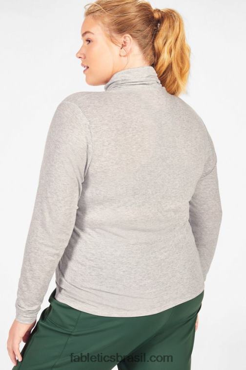 Fabletics urze cinza claro 420HR2676 jess blusa manga longa gola alta mulheres