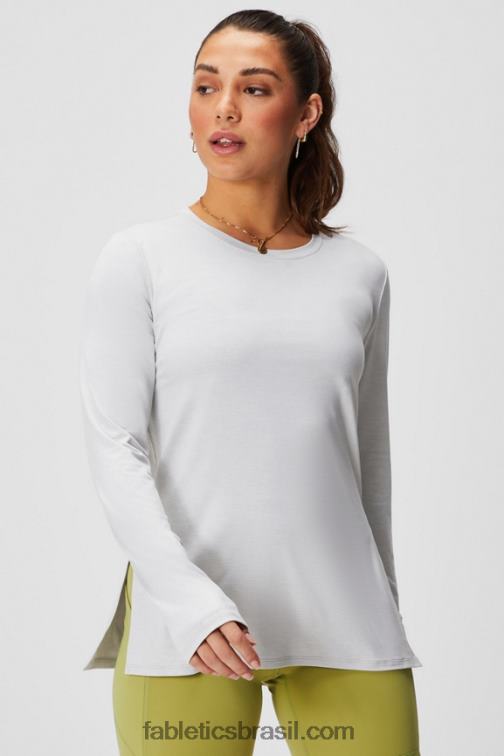 Fabletics urze cinza suave 420HR2587 túnica manga longa dry-flex mulheres