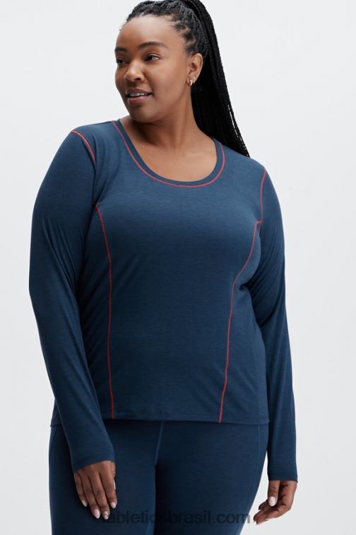 Fabletics urze nova azul 420HR2632 blusa de manga longa com camada de base de lã mulheres
