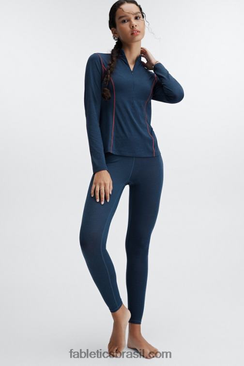 Fabletics urze nova azul 420HR2633 camada de base de lã manga comprida meio fecho de correr mulheres