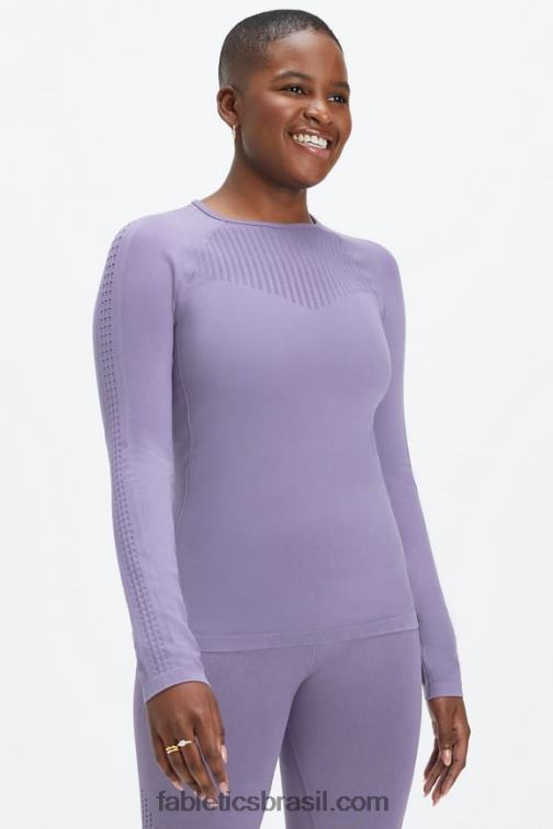 Fabletics violeta lavada 420HR2593 sincronizar top de manga comprida sem costura mulheres