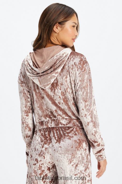 Fabletics Urso de pelúcia 420HR2485 moletom com zíper de veludo amassado mulheres